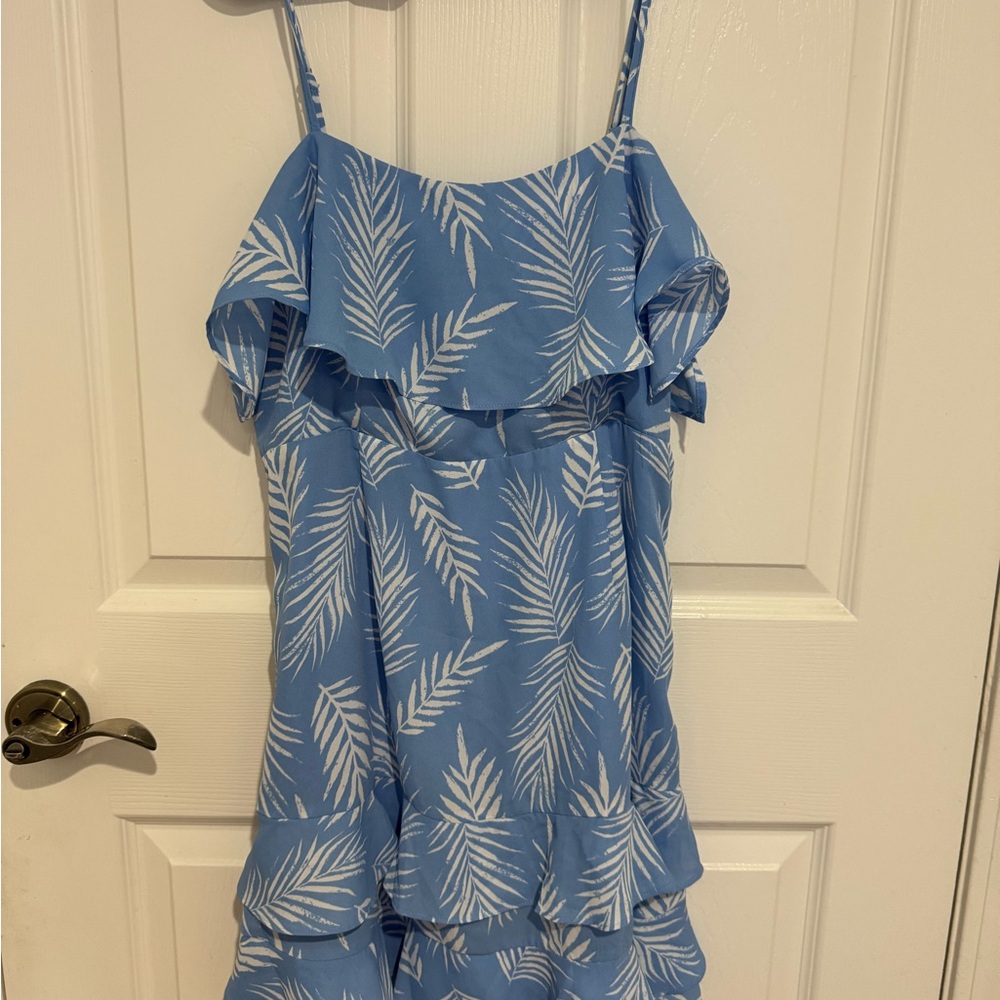 Aqua Blue and White Tropical Dress